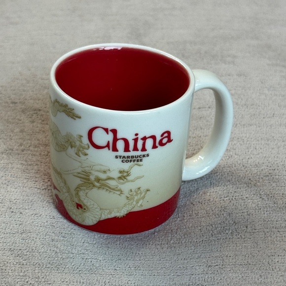 Starbucks China Mug - Red and Cream with Dragon Motif - Picture 1 of 5